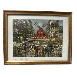 Vintage Le Moulin Rouge Paris France Wood Framed Print 8x6"
